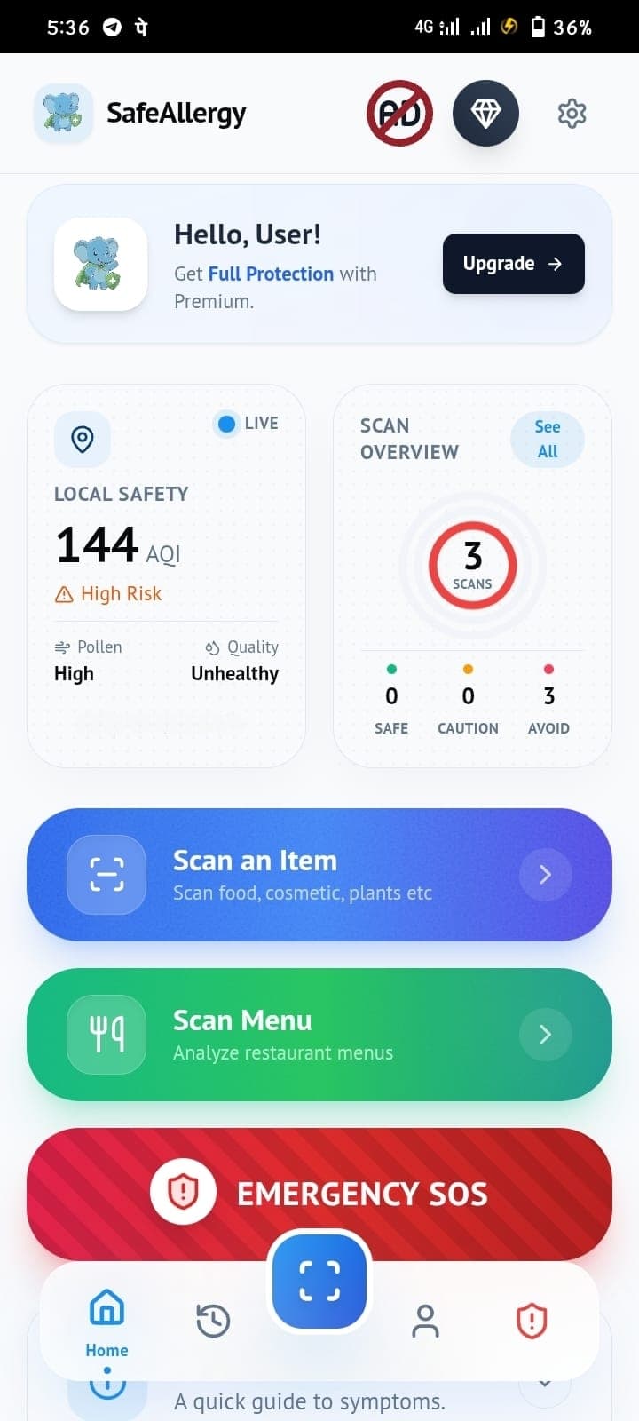 SafeAllergy App Screenshot